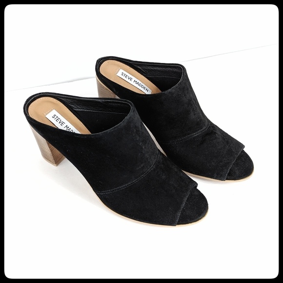 Steve Madden black suede heeled peep-toe, like new - Picture 7 of 7